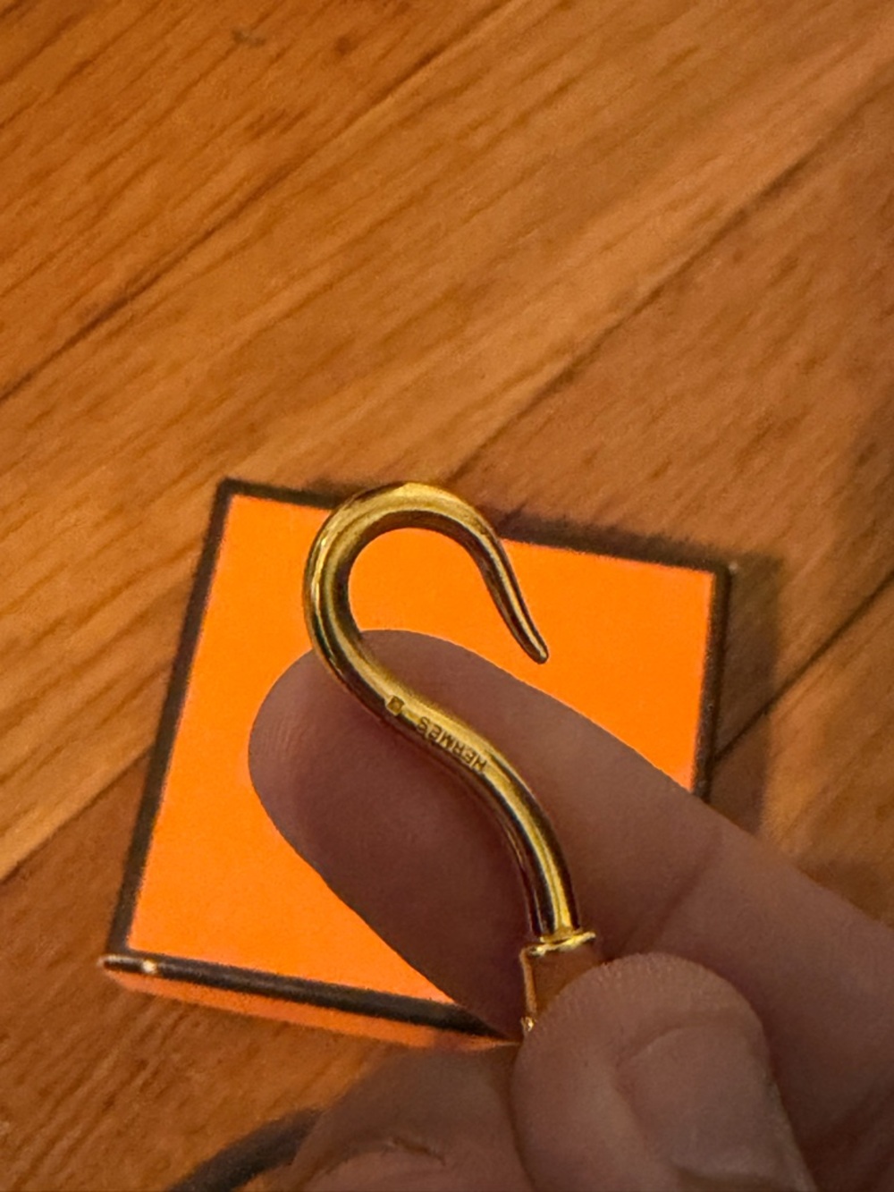 Hermes brown leather double wrap bracelet with gold hook - Picture 4 of 7